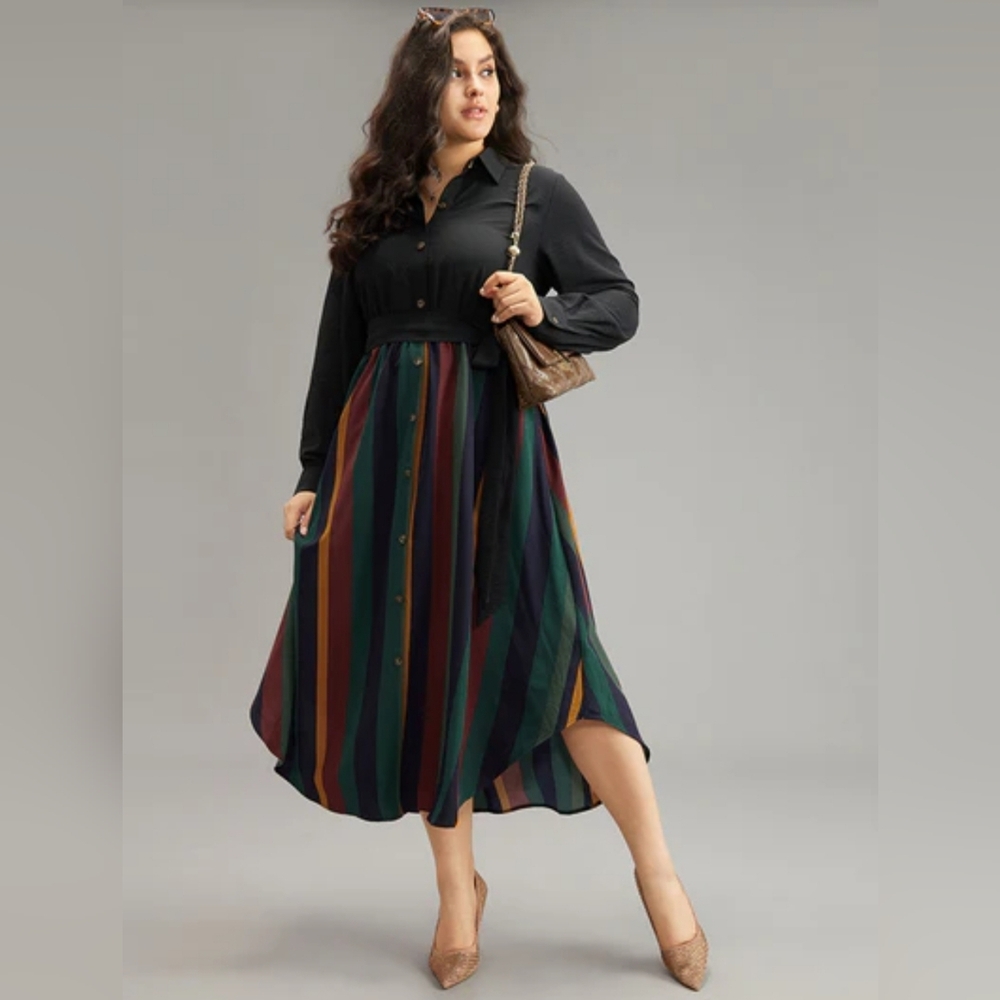 Size 18-20 Multicolor Striped Women's Dress
